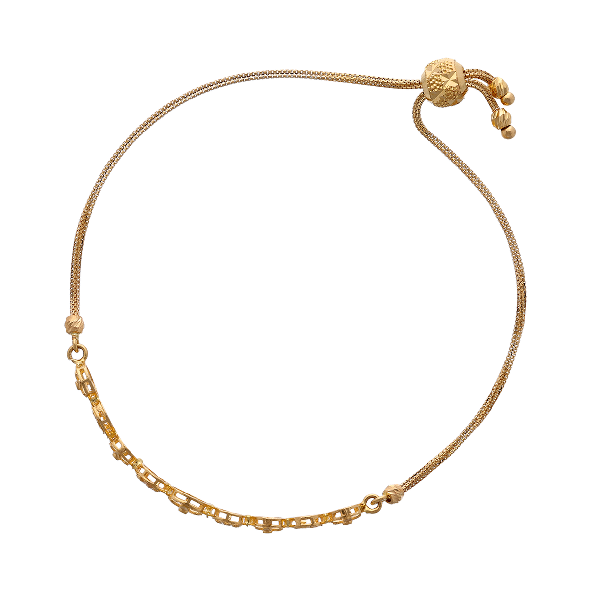 Adjustable Gold Bracelet with Floral Motifs