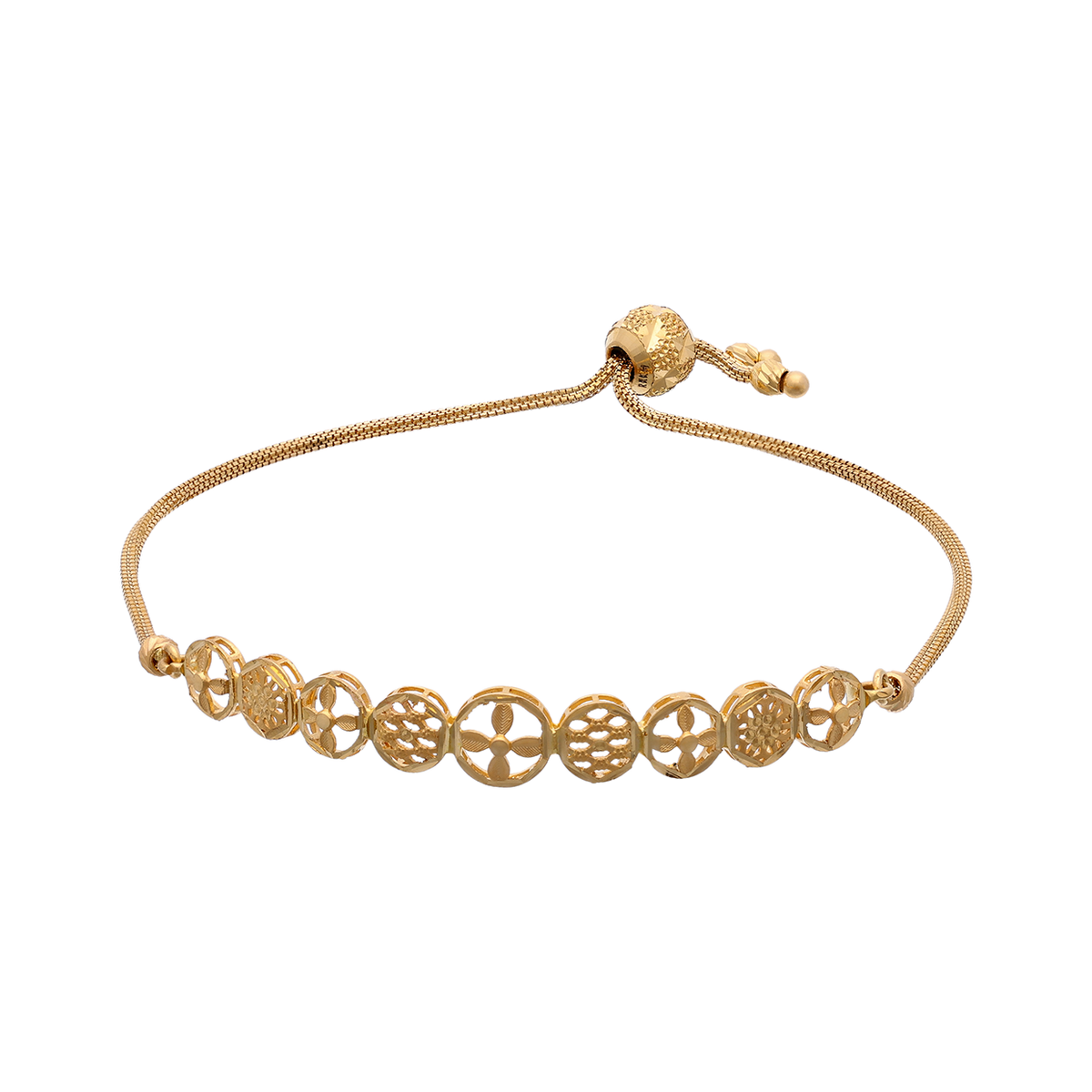 Adjustable Gold Bracelet with Floral Motifs