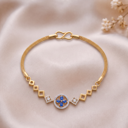 Gold Bracelet with Blue-and-White Centre Motif