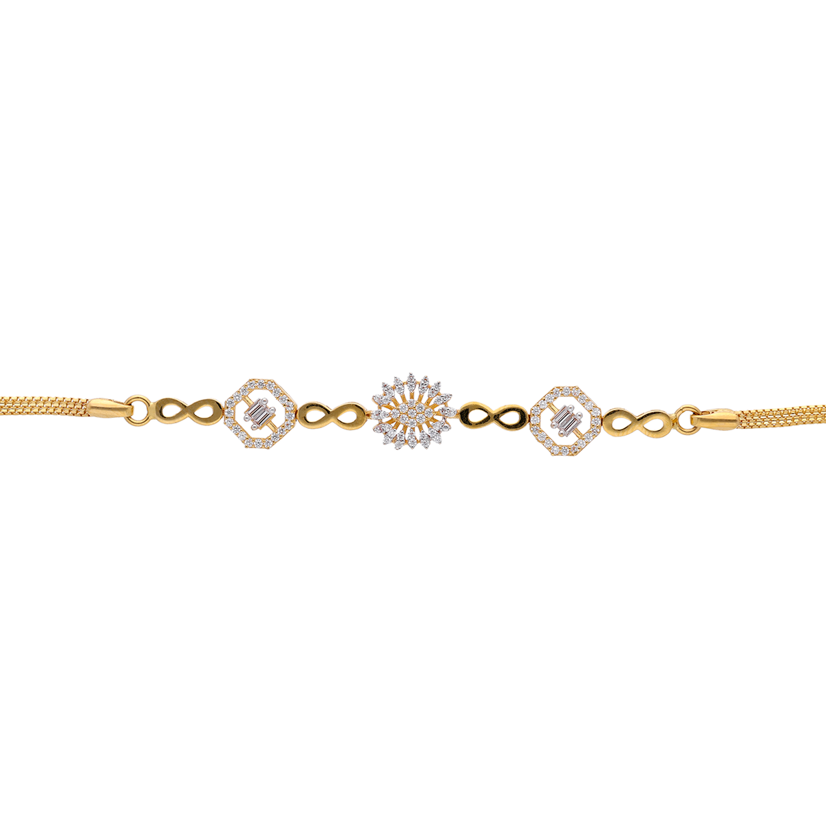 Gold Bracelet with Floral Burst Motif