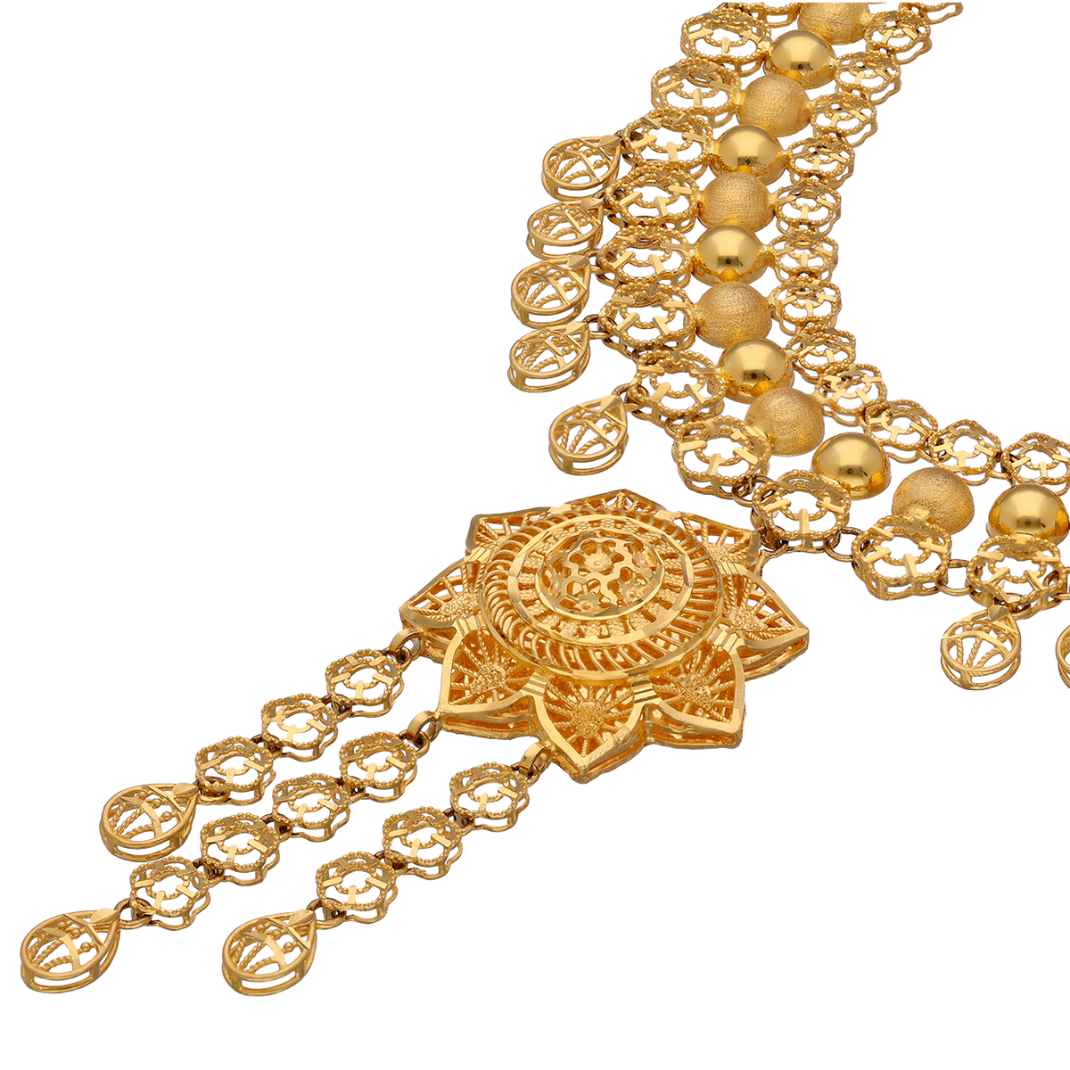 Traditional Gold Choker with Beaded Fringe
