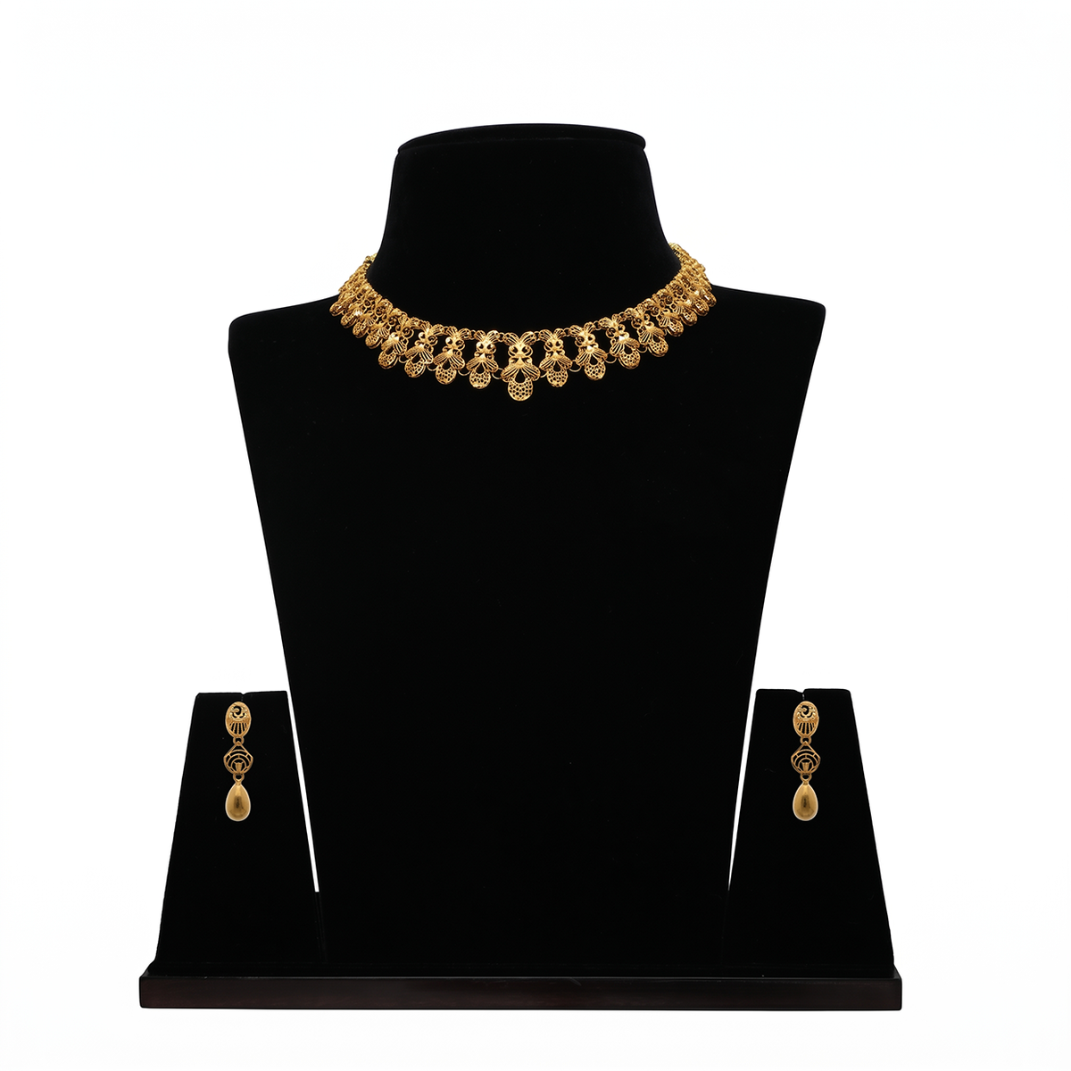 Gold Collar Necklace with Repeating Motifs