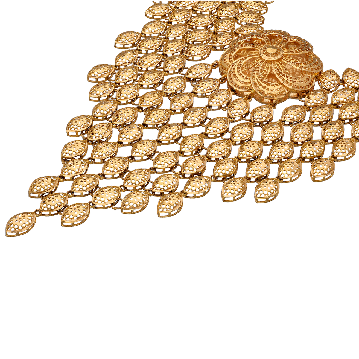 Layered Bridal Gold Necklace with Floral Centre