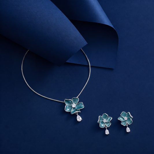 Teal Blossom Pendant Set