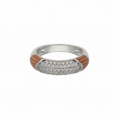 Two-Tone Textured Shoulder Sparkle Band Ring