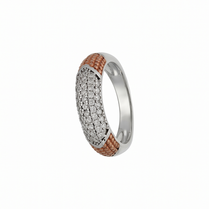 Two-Tone Textured Shoulder Sparkle Band Ring