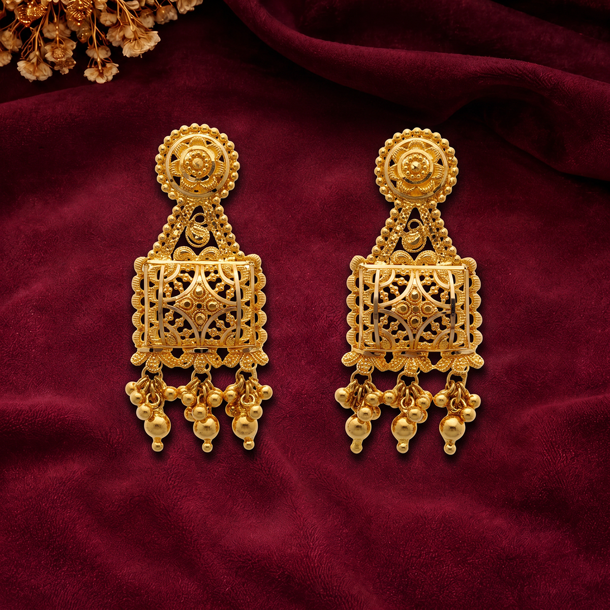 Long Temple-Inspired Gold Necklace